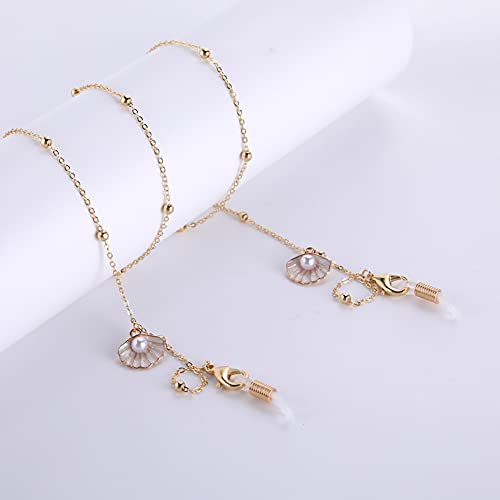 LIKGREAT Eyeglass Chain for Women Face Mask Link Chains Sunglass Strap Holder KC Gold Plated - color: Imitation Pearls