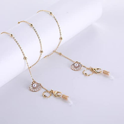 LIKGREAT Eyeglass Chain for Women Face Mask Link Chains Sunglass Strap Holder KC Gold Plated - color: Imitation Pearls