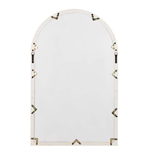 Kate and Laurel Boldmere Large Traditional Wood Windowpane Arch Mirror, 28x44, Rustic Brown and White - color: White/Brown, size: 44"L x 28"W