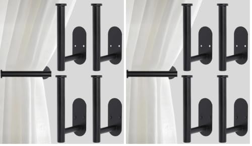Curtain tiebacks Hooks Wall Mounted, Curtain holdbacks Screw-in, Curtain Holders for Drapes, Curtain Pull Backs, Curtain Tie Backs 304 Stainless Steels, 4 pcs (Pack of 2) - color: Black, size: 4Pcs (Pack of 2)