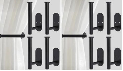 Curtain tiebacks Hooks Wall Mounted, Curtain holdbacks Screw-in, Curtain Holders for Drapes, Curtain Pull Backs, Curtain Tie Backs 304 Stainless Steels, 4 pcs (Pack of 2) - color: Black, size: 4Pcs (Pack of 2)
