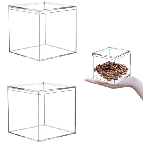 KissYou 2‑Pack Acrylic Box with Lid 2.95 x 2.95 x 2.95 Inch Jewelry Box - size: 2.95 x 2.95 x 2.95 Inch