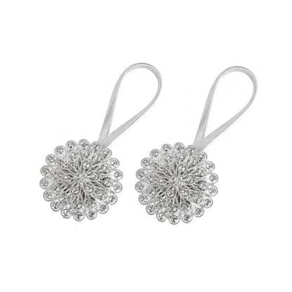 Magnetic Tiebacks for Curtain 2 Pack,Crystal Flower Holdback - color: Silver