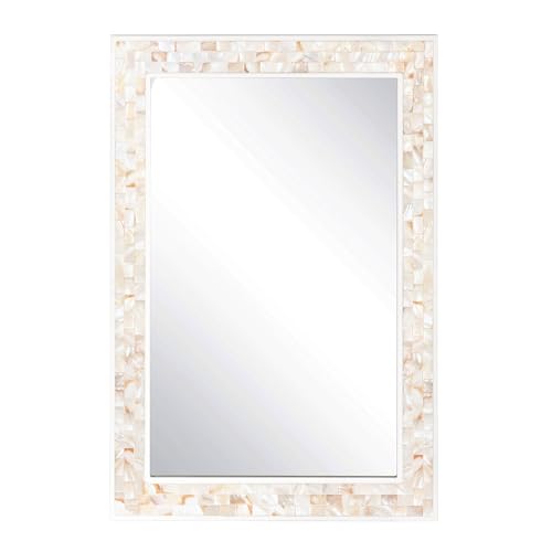 30x40 Inch Large Bathroom Mirror with White Wood Frame - size: 40"L x 30"W