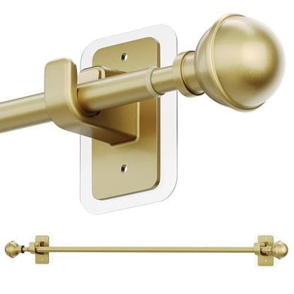 ENJOYBASICS Curtain Rods No Drilling for Renter, 28-60" Adjustable, Gold - color: Gold, size: 27-65"