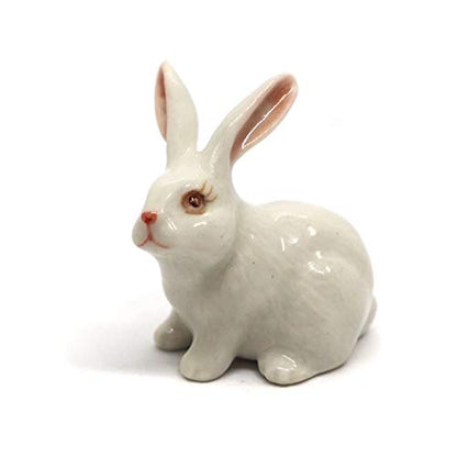 Handmade Ceramic White Rabbit Figurine, Easter and Shelf Decor