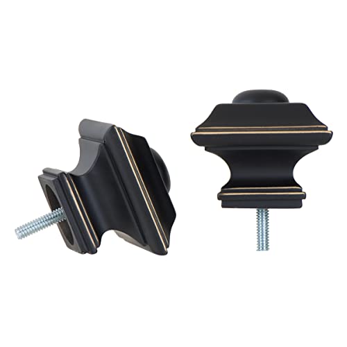 Ivilon Square Finials for Curtain Rods Color Antique Black - color: Antique Black