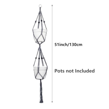 Belit 2 Pack Macrame Plant Hangers, 51 Inch Hanging Plant Holder, Grey - color: Gray, size: 51"- 2 Tier