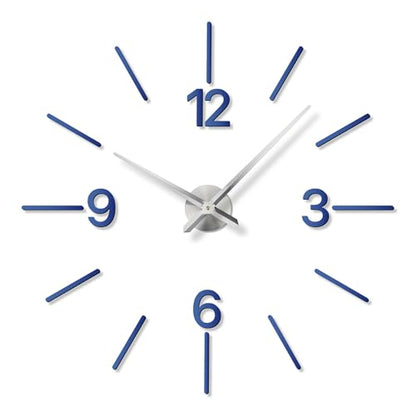 DIY Wall Clock, 3D Mirror Effect, Adjustable up to 65 in, Blue - color: Blue