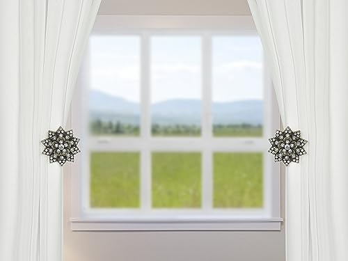 SUQ I OME Vintage Zinc Alloy Window Drapery Medallion Holdbacks, Bronze Snowflake