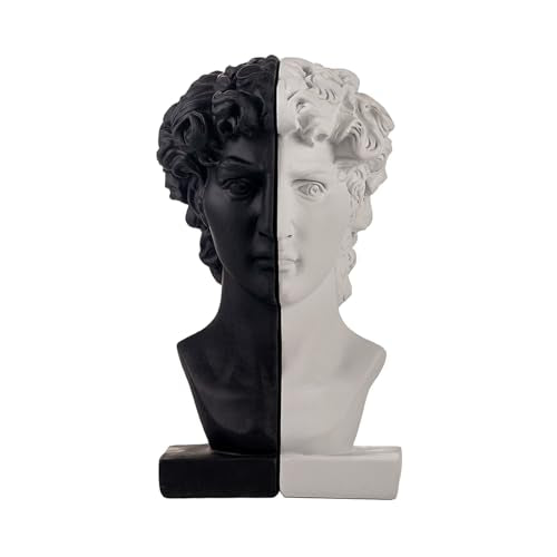 Lukitas David Decorative Bookends, Half-and-Half Book Ends, B&W‌ 9.5'' - color: David - Bk&wh