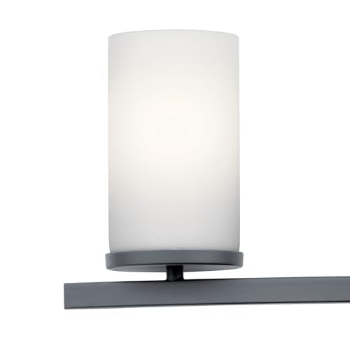 Kichler Crosby 4-Light Bathroom Vanity Light, Black - color: Black, size: 4 Light, style: Satin Etched Cased Opal Glass