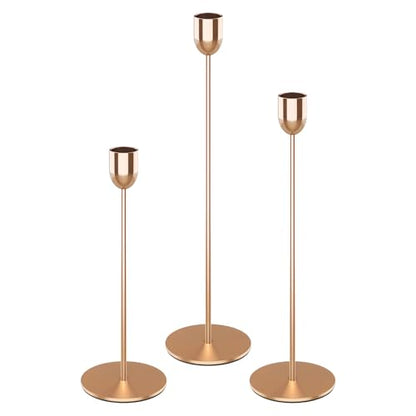ChefBee 3PCS Gold Tall Taper & Pillar Candle Candlestick Holder - color: Gold