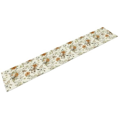 Fall Thanksgiving Table Runner, White Pumpkin Maple Leaves Autumn Flower Pattern Table Runner for Holiday Home Kitchen Dining Table Party 13x36in - color: Fall-2, size: 13x36in
