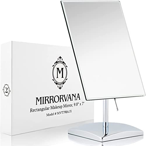 MIRRORVANA Large Table Desk Mirror with Stand, 9.8" x 7" (Chrome) - color: Chrome