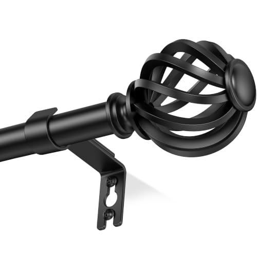 Black Decorative Curtain Rods for Windows, Adjustable 30-72 Inch Metal - color: Black, size: 30-72''(1 Pack)