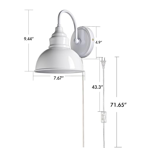 Mini Gooseneck Wall Sconce, 2-Way Mount with Switch, Bright White - color: White