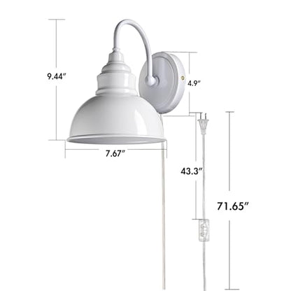 Mini Gooseneck Wall Sconce, 2-Way Mount with Switch, Bright White - color: White