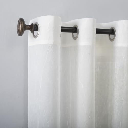 No. 918 Erica Crushed Sheer Voile Grommet Curtain Panel - color: Eggshell Off-white, size: 51"W x 63"L (Pack of 1)