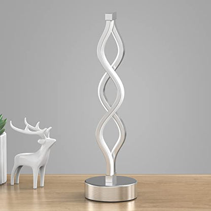 NUÜR Silver Infinity Spiral LED Table Lamp, Dimmable Bedside Lamp - color: Silver