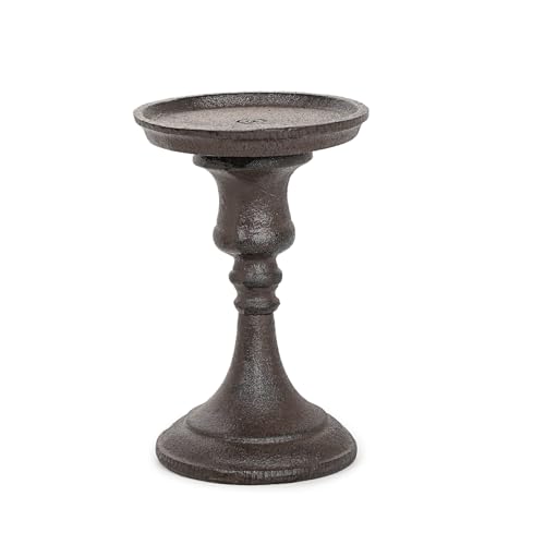 Sungmor Rustic Cast Iron Pillar Candle Holder, 5.9 Inches Tall - color: Small - 5.9inch Tall