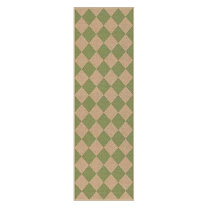 Lahome Checkered Easy Jute Hallway Runner Rug, 2x8 Outdoor Rugs Washable - color: Sage Green/Nature-2, size: 2'6" x 8' (Runner)
