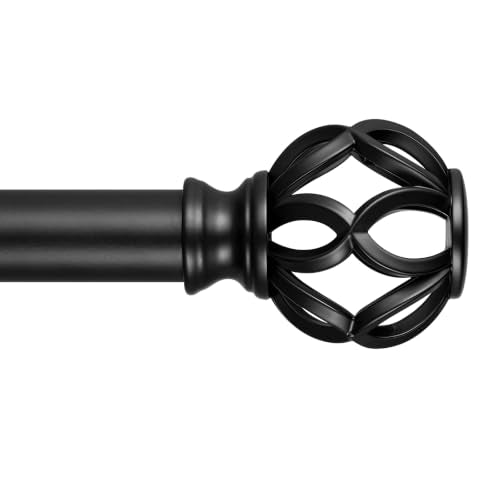 Black Curtain Rod 36-60 Inch, 1 Inch Curtain Rods for Windows - color: Black, size: 36"-60" (1 Pack)