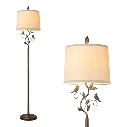 63" Farmhouse Iron Leaf Floor Lamp for Living Room - color: Brass