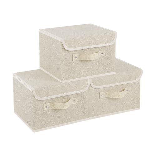 Storage Bins with Handles,Grey and Beige,10.2x7.9x6.7in,3 Pack - color: Beige/Gray, size: 10.2x7.9x6.7in(3-pack)