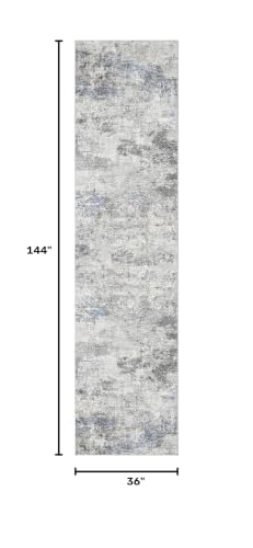 DMOYEST 3x12 Washable Runner Rug for Hallway Abstract Soft Carpet Runner - color: Grey Blue, size: 3' x 12' (Runner)