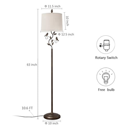 63" Farmhouse Iron Leaf Floor Lamp for Living Room - color: Brass