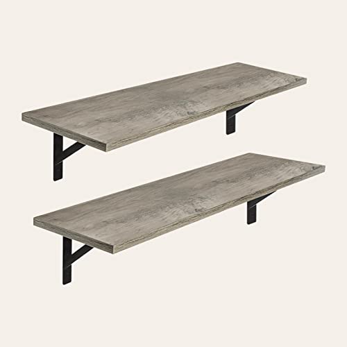 DINZI LVJ Wall Shelves, 23.6" Long Floating Shelves with Metal Brackets - color: Grey Wash, size: 23.6 Inch