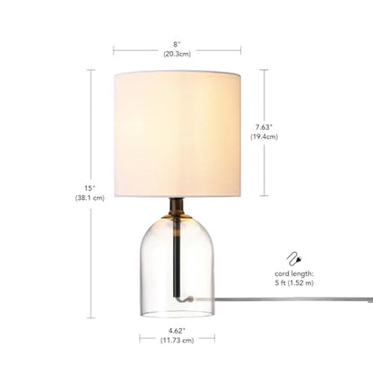 Globe Electric 15-Inch Table Lamp, Glass Base, Matte Black, White Linen Shade, Rotary Switch on Socket, 61000141 - color: Matte Black