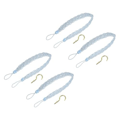 uxcell 4Pcs Curtain Tiebacks, 58cm/23 Braided Drapery Holdback Holder Decorative Rope Tie Back, Light Blue/Mixed Silver - color: Light Blue