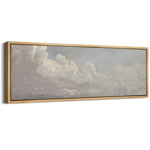 MUDECOR Large Framed Canvas Print Wall Art Billowing Clouds Classic Sky Nature Wilderness Antique Retro Fine Art Illustrations Decorative Colorful Multicolor for Bedroom - 60"x20" - color: A01-2401-irs37, size: 60"L x 20"W