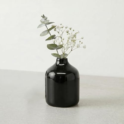 Sunddo Small Black Ceramic Flower Vase, 4 Inch - color: Black, size: 4 inch