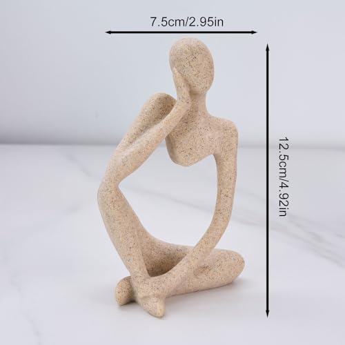 Modern Abstract Sculpture for Table Decor - Decorative Thinker Statue with Sandstone