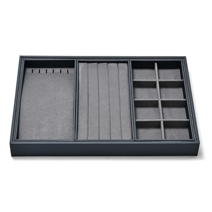 Grey 4-in-1 Stackable Combined Jewelry Display Organizer Trays - size: 3 Grid