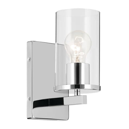 Kichler Crosby 1-Light Bathroom Wall Light, Chrome - color: Chrome, size: 1 Light, style: Clear Glass