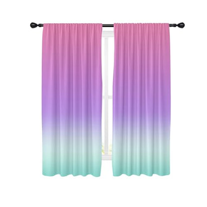 Pink Purple Curtains, Ombre, 2 Panels, 42" W x 63" L, Rod Pocket - color: Purple Pink, size: 42"W x 63"L (Pack of 2)