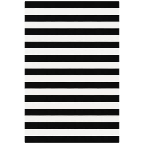 KOZYFLY Black White Rug 5x7 Area Rug Woven Striped Living Room Rugs - color: Black and White, size: 5' x 7' (Rectangular)