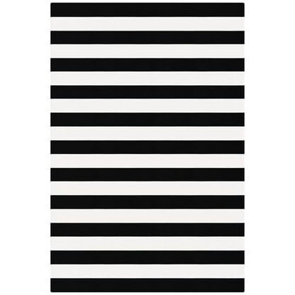 KOZYFLY Black White Rug 5x7 Area Rug Woven Striped Living Room Rugs - color: Black and White, size: 5' x 7' (Rectangular)