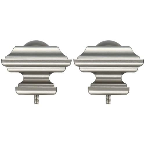 KAMANINA Square Finials for Curtain Rods 1 and 7/8 Inch, Set of 2, Silver - color: Antique Silver