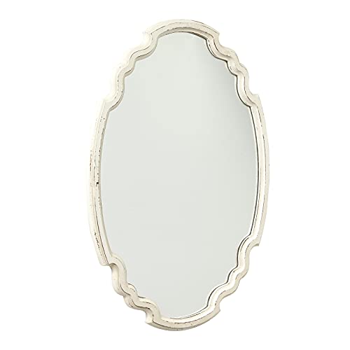 Vintage Sculpted Oval Mirrors for Wall Decor Living Room, Small - color: Oval, White, 15.7 X 22.8