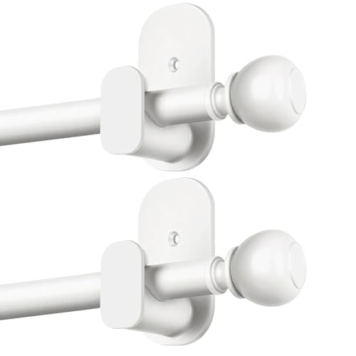 USFOOK White Curtain Rods No Drilling 32 to 58 Inch, 2 Pack - color: White, size: 32-58"(2 pack)