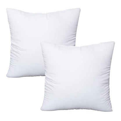 OKBA Throw Pillows Insert Set of 2, with 100% Cotton Cover, Bed and Couch - Indoor Hotel Decorative Pillows, 18x18in White Pillows Inserts - size: 18x18 Inch (Pack of 2)