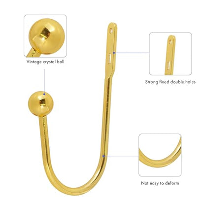 Curtain Holdback, 2 Pcs Wall Mounted Drapery Tiebacks with Screws, Gold - color: 2 Pcs, Gold