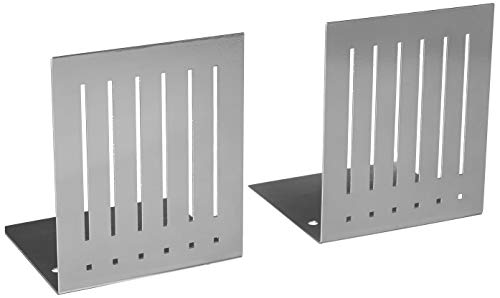 Spectrum Heavy Bookends for Book Shelves Cookbooks Vinyl Records, No Skid Heavy Duty Metal Decorative Book Stopper Sturdy Steel Holder for Home Office Large Bookends for Heavy Books, Pewter Gray