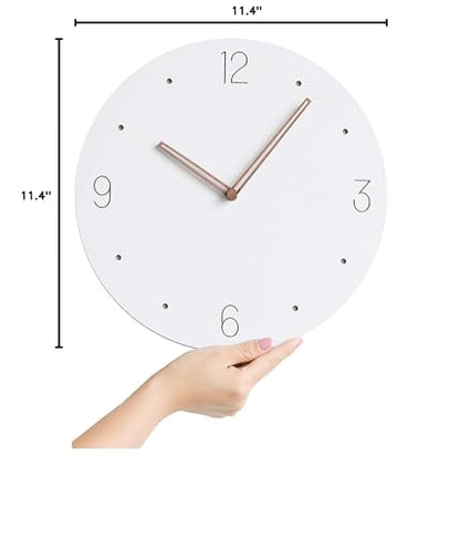Stephanie Imports Modern Minimalist Wood on White Silent Wall Clock - color: Wood on White