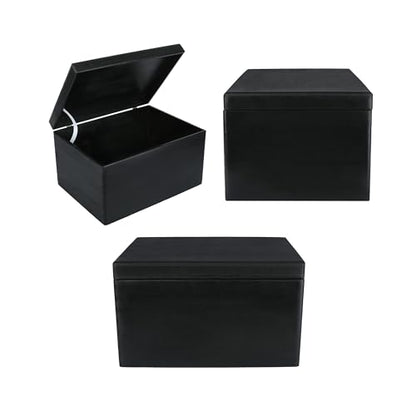 Creative Deco Large Black Wooden Box Storage with Hinged Lid - color: Black, size: XXL | No Handles